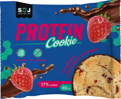 Печенье Protein Cookie со вкусом клубники, покрытое шоколадом без сахара 40г/10шт.