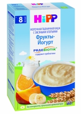 Hipp Каша молочная пшеничная с овсяными хлопьями и пребиотиками фрукты/йогурт с 8мес.250гр 1/6 Хипп