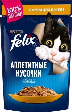 Felix корм для кошек кусочки в желе курица пакетик 85гр./6шт. Феликс