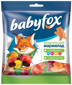 Babyfox Мармелад жевательный бегемоты 70гр./50шт.