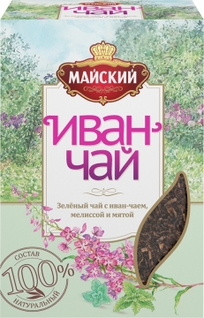 Чай Майский Иван-чай с  с зеленым чаем, мелиссой и мятой зеленый аромат. лист. 75 г
