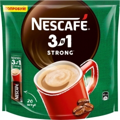Nescafe Три в одном крепкий пак. 14,5г бл. 20шт. Напиток кофейный растворимый  Нескафе