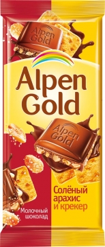Альпен Гольд 85гр. шоколад молочый с соленым миндалем и карамелью/21шт. Alpen Gold